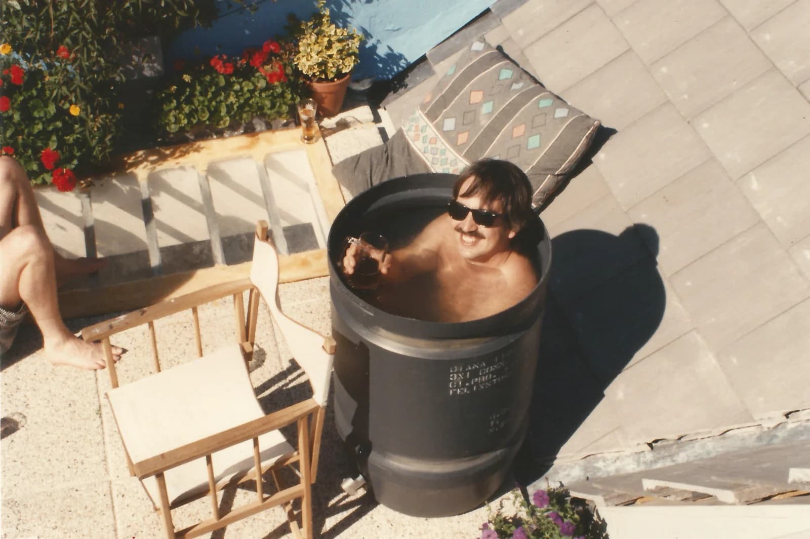 A drink in the roof tub